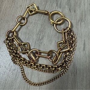 LOUIS VUITTON Bracelet Chain Vegas LV Signature Chain GP Brass Gold Logo Plated